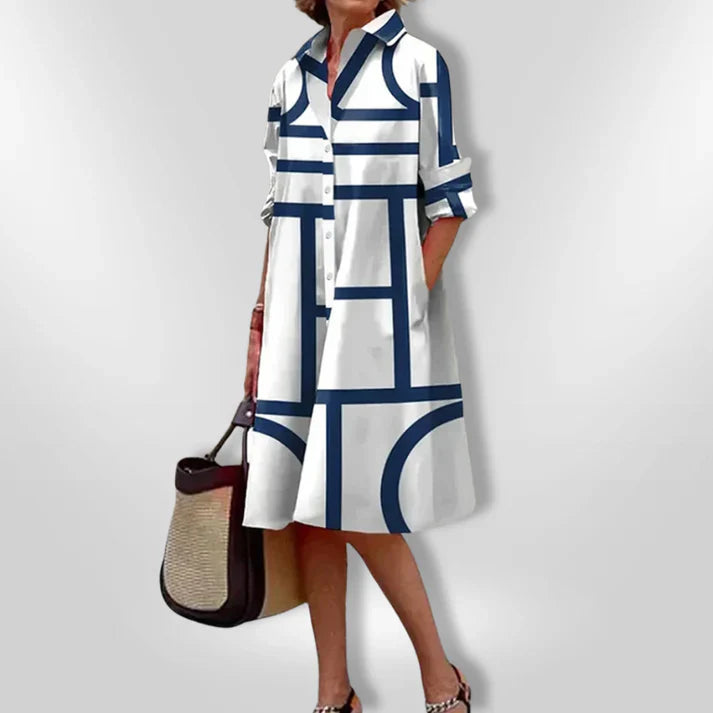 Helena | Midi Dress with Geometric Pattern
