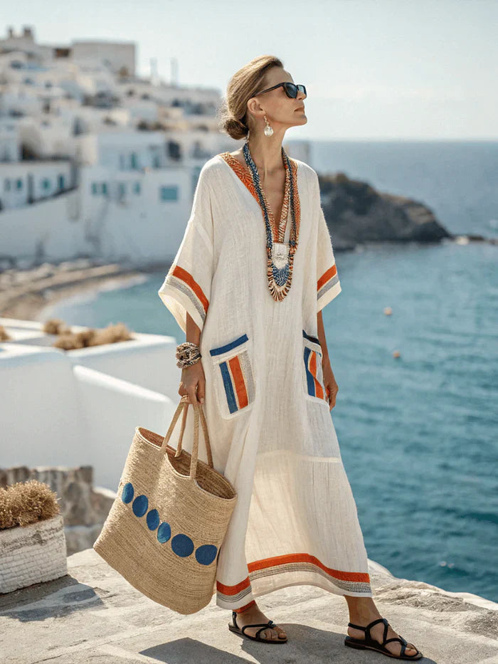 Jinaz™ | Elegant Cotton-Linen Dress