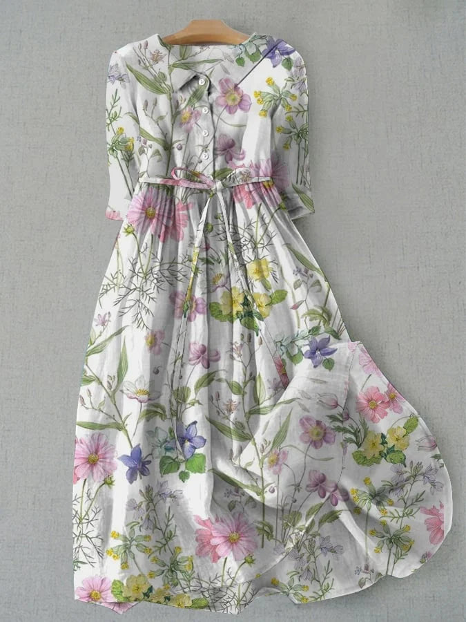 Vivica® | Summer Floral A-Line Dress with Waist Ties