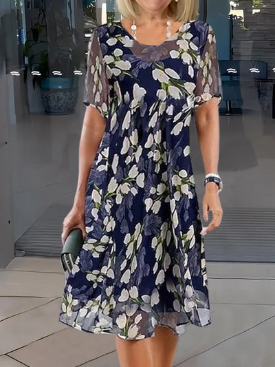 Lizzy – Double Layer Floral Print Tunic Dress