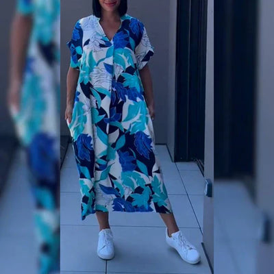 Nia | Relaxed Maxi Dress with Artistic Print