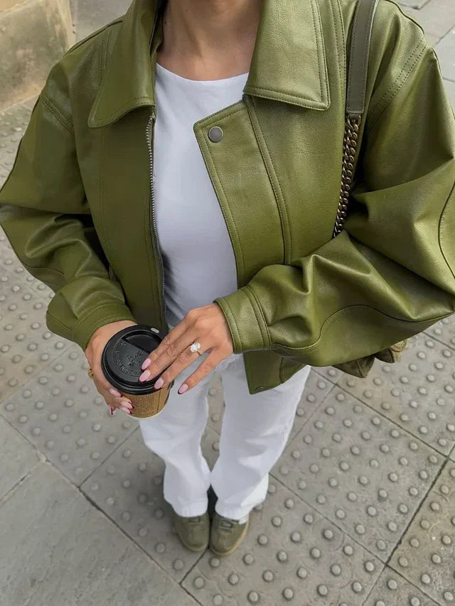 Simone – Oversized Faux Leather Coat
