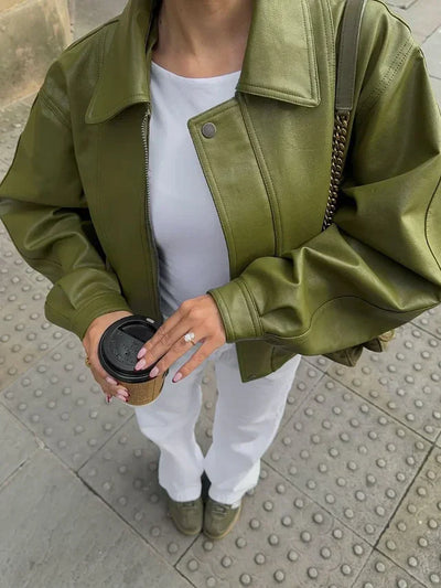 Simone – Oversized Faux Leather Coat
