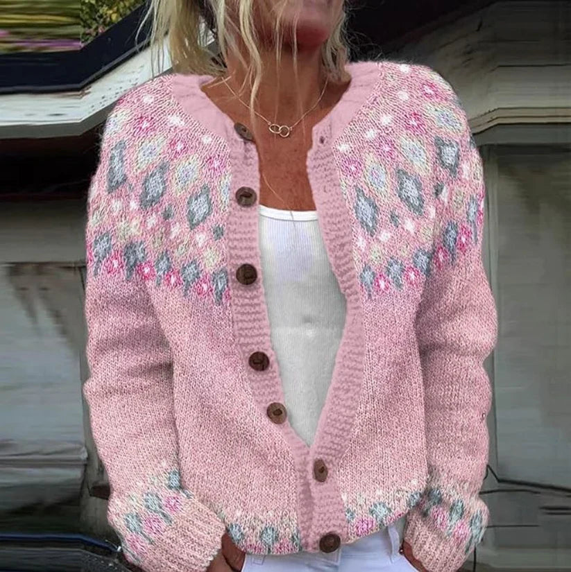 Sophie | Pink Printed Cardigan