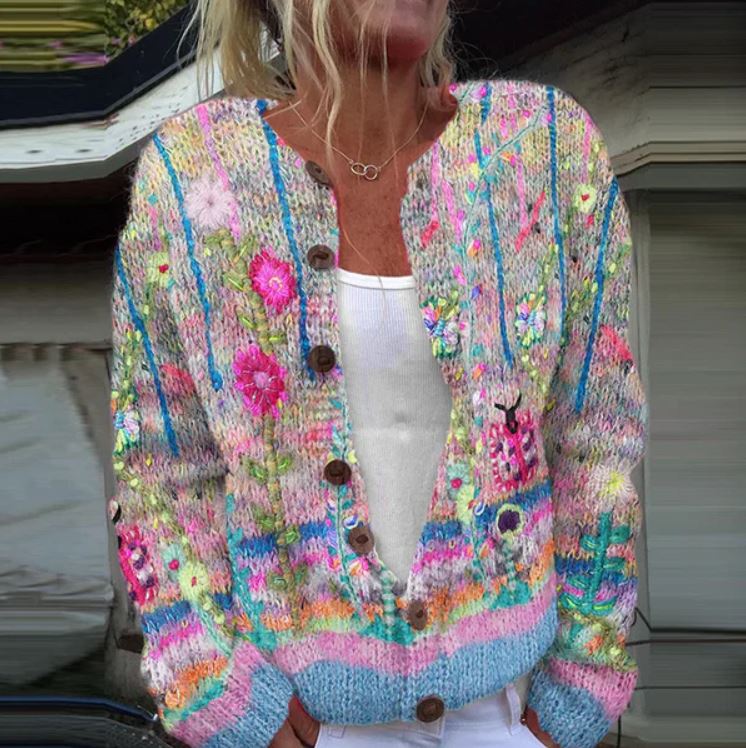 Sanne | Elegant Cardigan with Floral Print