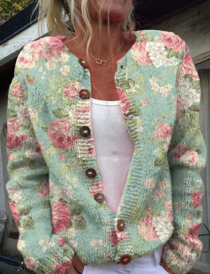 Sanne | Elegant Cardigan with Floral Print