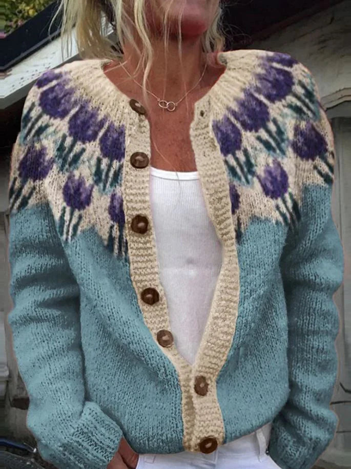 Keysha | Cardigan with Floral Pattern