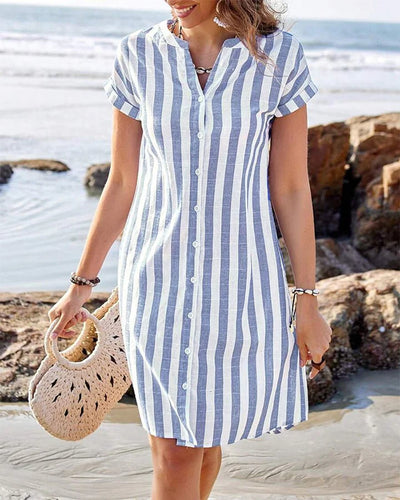 Marcia - Elegant Striped Shirt Dress