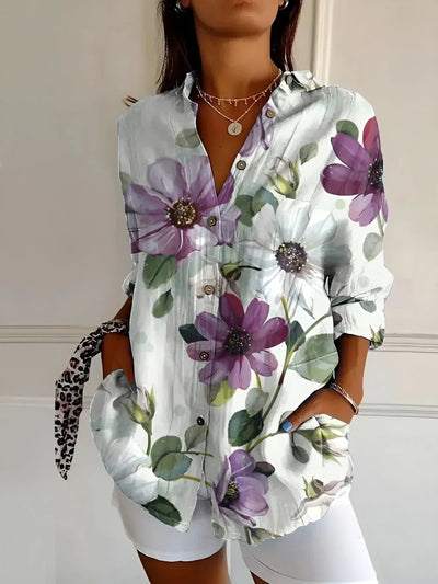 Amara™ - Floral Breeze Button-Up Shirt