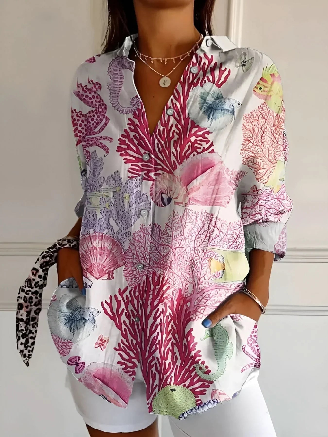 Amara™ - Floral Breeze Button-Up Shirt